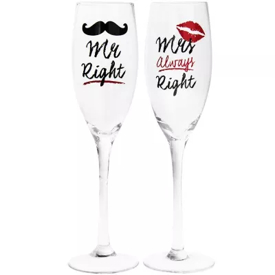 Комплект чаши за шампанско - Mr & Mrs Right